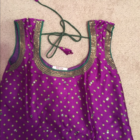 Purple/green/ bhandhni chudidar - Picture 2 of 7